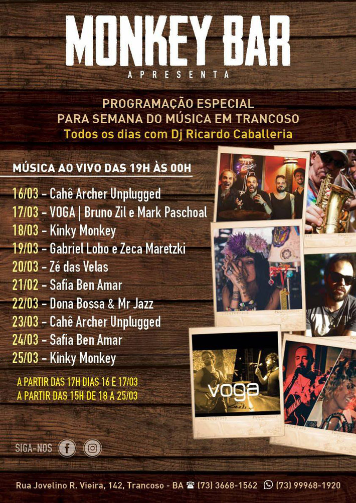 Cartaz   Monkey Bar - Rua Jovelino R. Vieira, 142, Sexta-feira 17 de Março de 2017