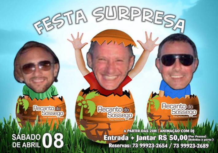 Cartaz   Cabana Recanto do Sossgo - Av. Beira Mar, n 10130 - Praia do Mut, Sábado 8 de Abril de 2017