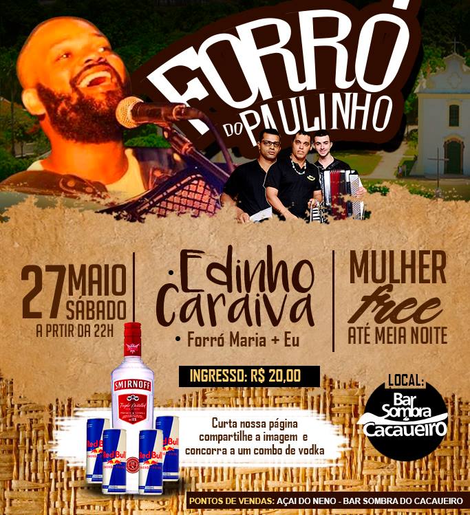 Cartaz   Bar Sombra do Cacaueiro - Centro Histrico, Sábado 27 de Maio de 2017