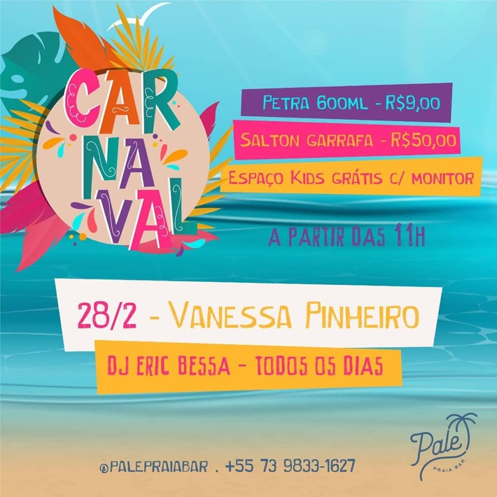 Cartaz Pale Praia Bar - Estrada da Balsa, 100, Sexta-feira 28 de Fevereiro de 2020