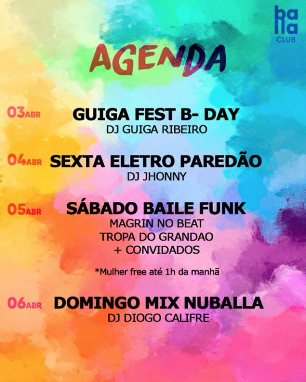 Cartaz   Balla Club - Rua du Mucug, 250, Sexta-feira 4 de Abril de 2025