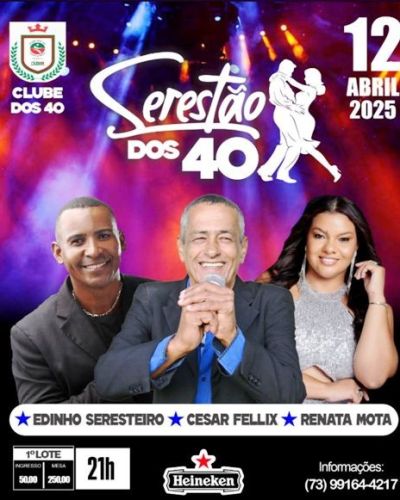 Cartaz   Clube dos 40 - Av. Adno Musser, 4400, Sábado 12 de Abril de 2025