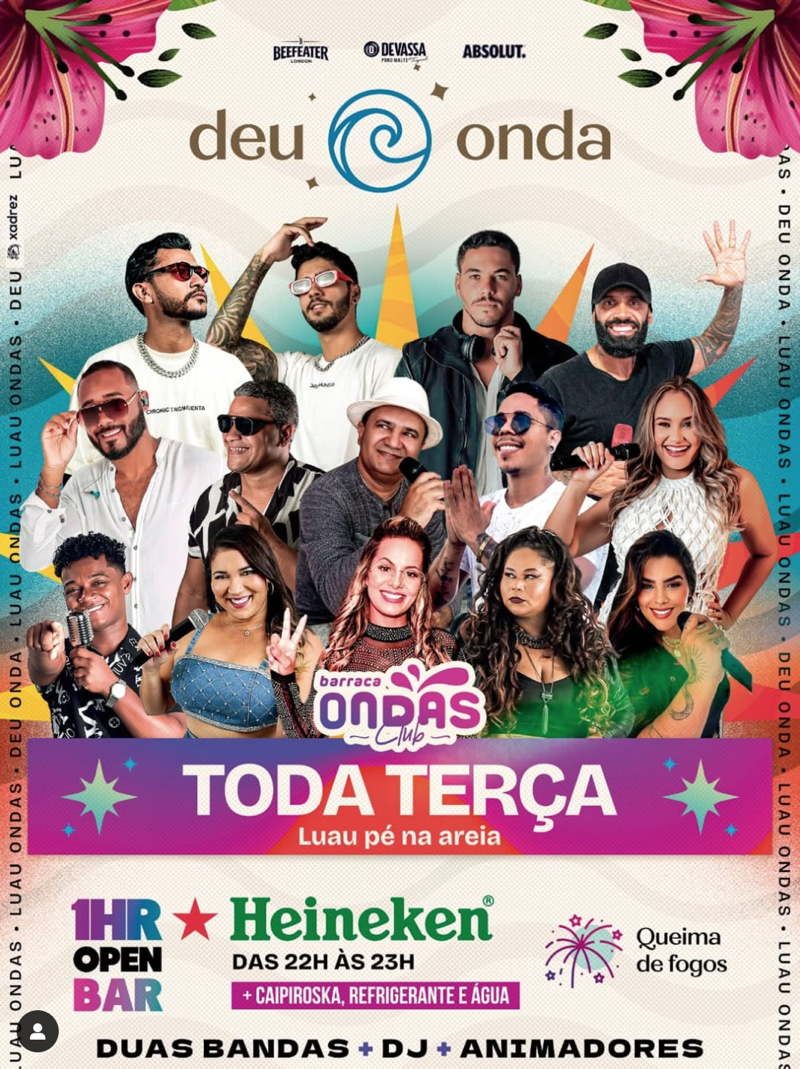 Cartaz  - Barraca Ondas - BR-367, n756 - Praia de Taperapuan, Terça-feira 29 de Julho de 2025