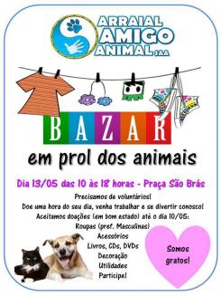 panfleto Bazar em prol dos animais de Arraial