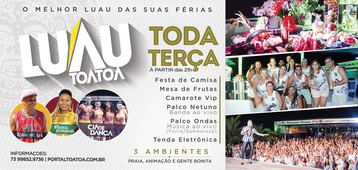 Cartaz  - Complexo de Lazer Ta Ta - Praia de Taperapuan, Terça-feira 4 de Abril de 2017